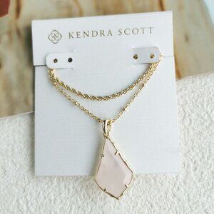 Kendra Scott Faceted Alex Gold Rose Quartz Convertible Necklace 🎉